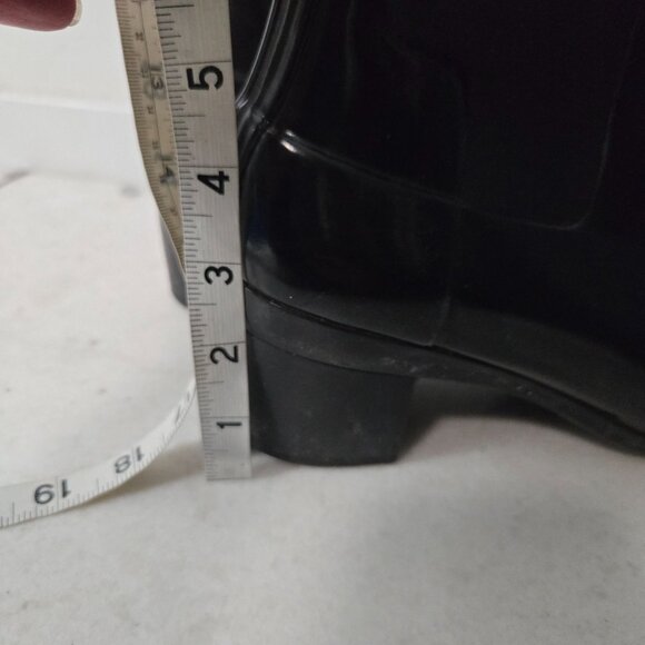 Hunter Women's Size 7 Rain Boots Heeled Ankle Booties Black Gloss Rubber - Picture 5 of 14